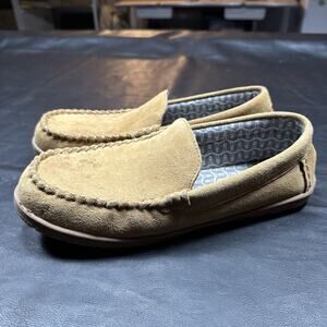 Lands End Slippers Women’s 9 Suede Leather Moccasin Flannel Lined Lighthouse 225
